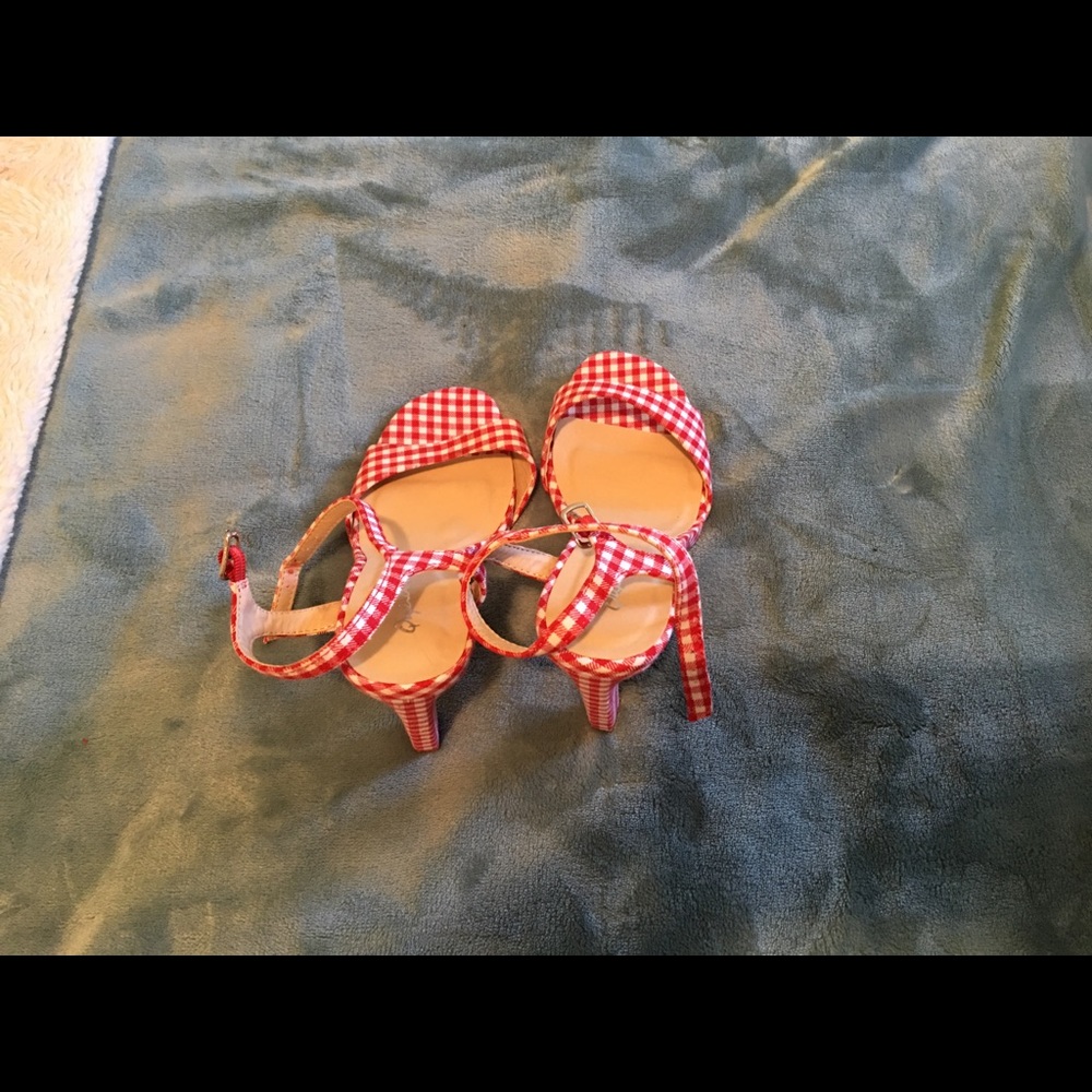 Vintage red and white high heel sandals